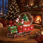 Carillon globo di neve con locomotiva di Babbo Natale - immagine 2