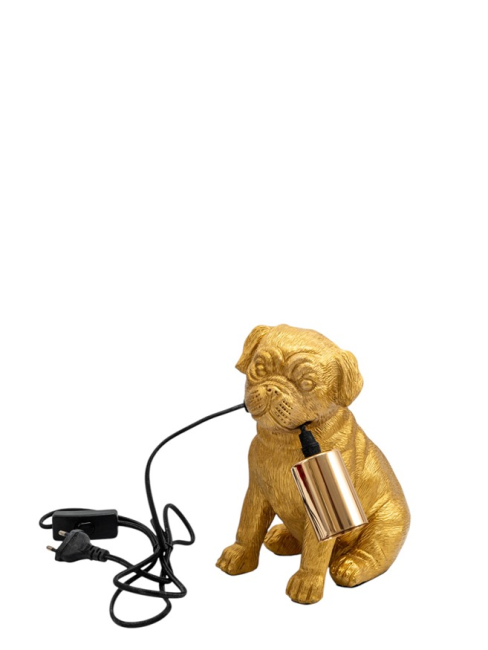 Lampada da tavolo Cane in polyresina dorata 13 × 19,5 × 22,5 cm