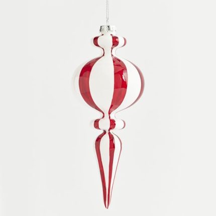 Addobbo di Natale in vetro bianco e rosso alto 21 cm, fotografia su fondo bianco