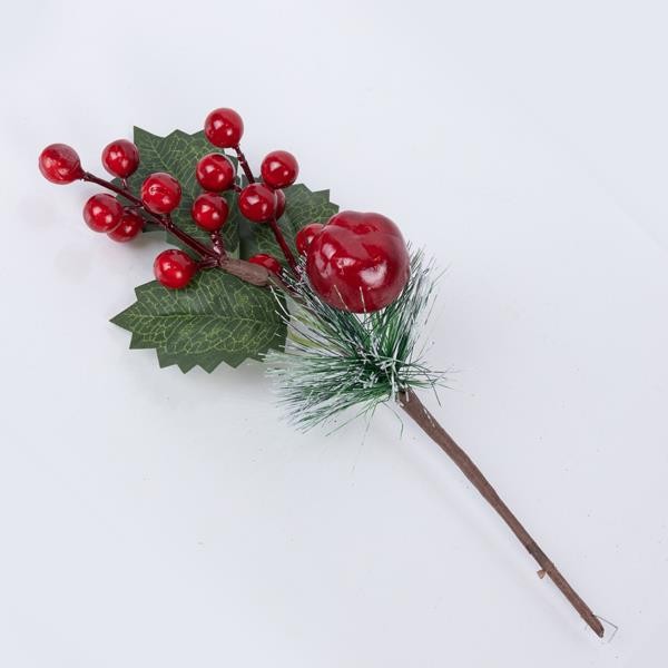 Pick natalizio con bacche rosse e mela 26 cm, fotografia del produttore: gli altri oggetti eventualmente presenti nella scena non sono compresi