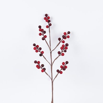 Ramo natalizio con bacche rosse e bordeaux 61 cm, fotografia su fondo bianco