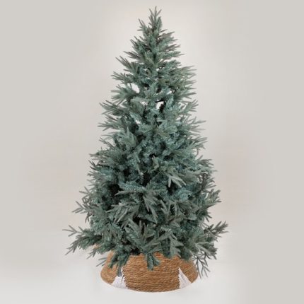 Copribase per albero di Natale in paglia con dettagli bianchi, fotografia del produttore: gli altri oggetti eventualmente presenti nella scena non sono compresi