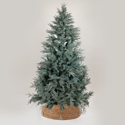 Copribase per albero di Natale in paglia con dettagli grigi, fotografia del produttore: gli altri oggetti eventualmente presenti nella scena non sono compresi