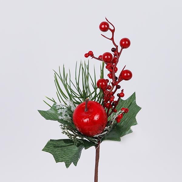 Pick natalizio con mela e bacche 26 cm, fotografia del produttore: gli altri oggetti eventualmente presenti nella scena non sono compresi