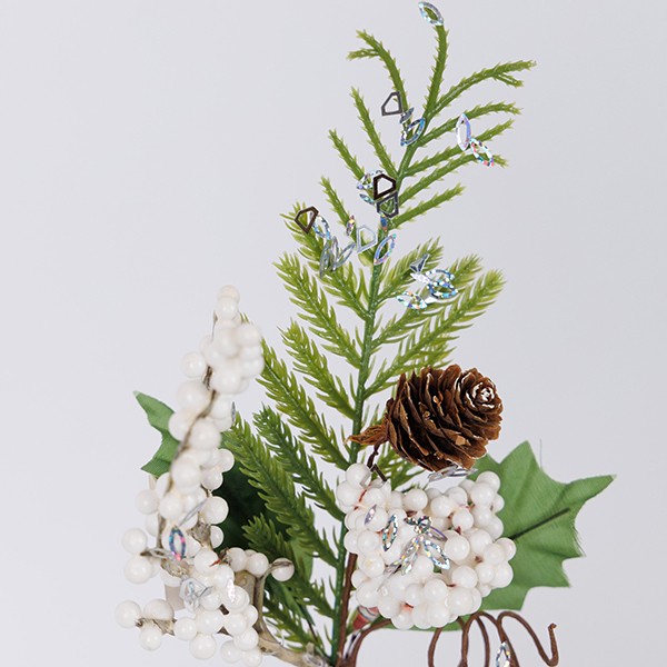 Pick natalizio con bacche bianche e rametti 26 cm, fotografia del produttore: gli altri oggetti eventualmente presenti nella scena non sono compresi