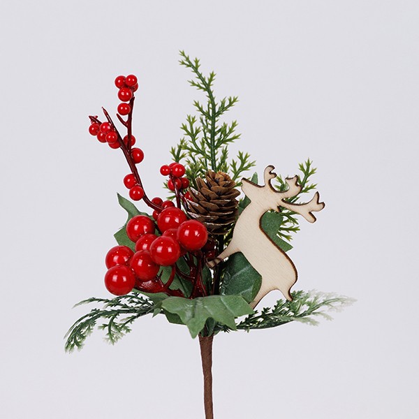 Pick natalizio con bacche rosse e cervo 25 cm, fotografia del produttore: gli altri oggetti eventualmente presenti nella scena non sono compresi