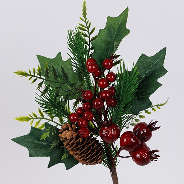 Ramo natalizio con bacche rosse e melograni 33 cm, fotografia del produttore: gli altri oggetti eventualmente presenti nella scena non sono compresi