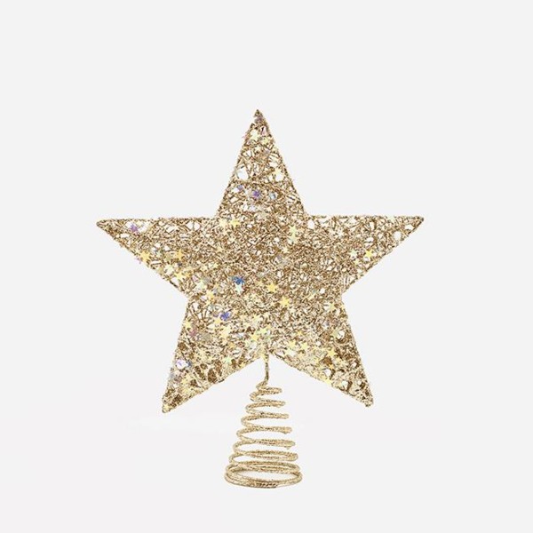 600-48151_4-estheti Puntale per albero di Natale con fili oro e stelline iridescenti — 20 × 24,5 cm, fotografia su fondo bianco