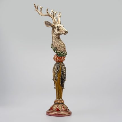 Renna decorativa con base intagliata in polyresina 69,5 cm, fotografia del produttore: gli altri oggetti eventualmente presenti nella scena non sono compresi