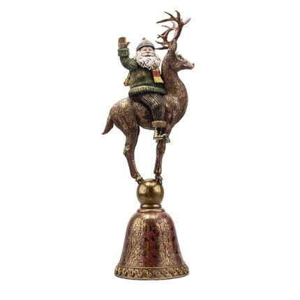 Babbo Natale sulla renna in polyresina 63 cm, fotografia su fondo bianco