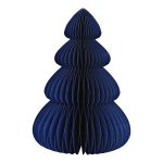 Albero di Natale honeycomb in carta blu, alto 50 cm, con struttura a nido d'ape aperta a ventaglio