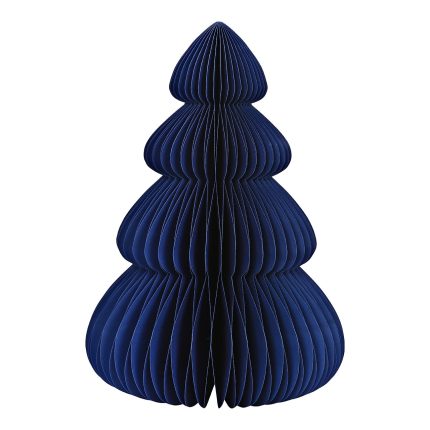 Albero di Natale honeycomb in carta blu, alto 50 cm, con struttura a nido d'ape aperta a ventaglio