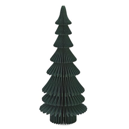 Albero di Natale honeycomb slanciato in carta verde, alto 30 cm, con struttura a nido d'ape aperta a ventaglio