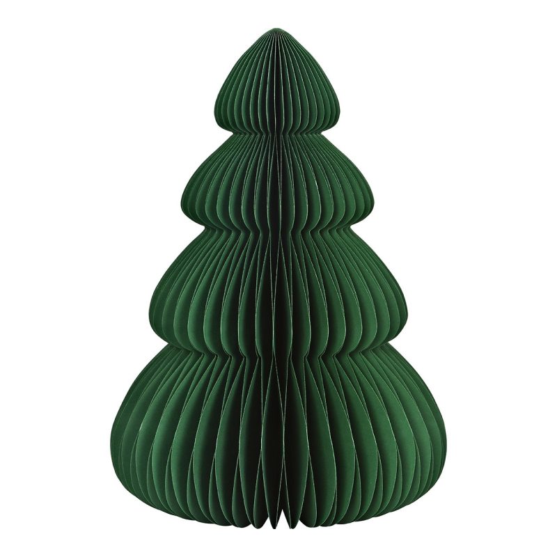 Albero di Natale honeycomb in carta verde abete, alto 50 cm, con struttura a nido d'ape aperta a ventaglio