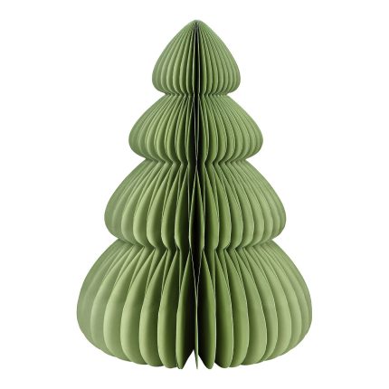 Albero di Natale honeycomb in carta verde salvia, alto 50 cm, con struttura a nido d'ape aperta a ventaglio