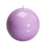 Candela a sfera laccata Meloria Classic color lilla, fotografia su fondo bianco