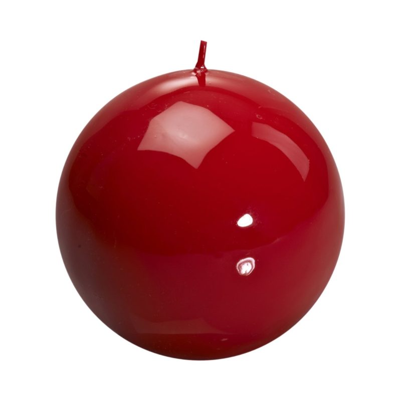 Candela a sfera laccata Meloria Classic color rosso, fotografia su fondo bianco