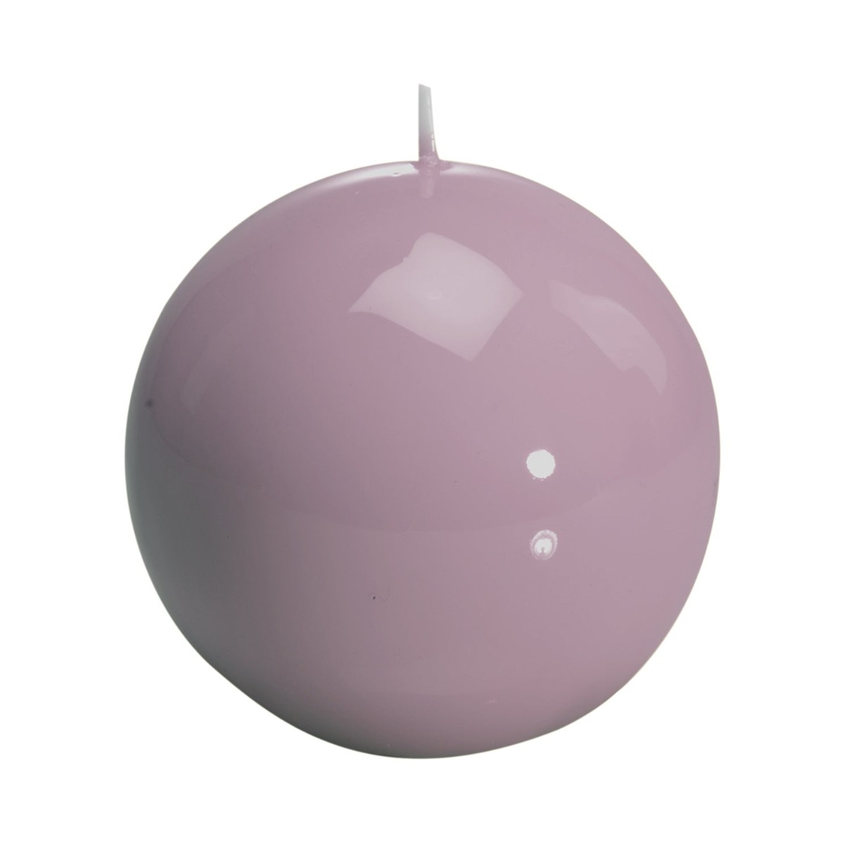 Candela a sfera laccata Meloria Classic color tortora, fotografia su fondo bianco