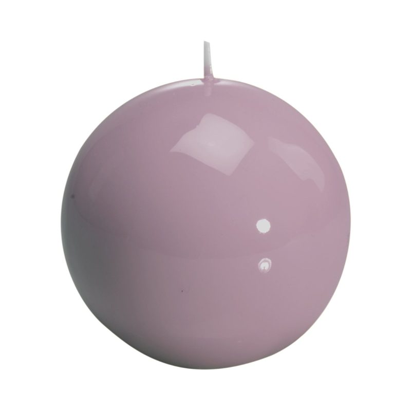Candela a sfera laccata Meloria Classic color tortora, fotografia su fondo bianco