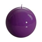 Candela a sfera laccata Meloria Classic color viola ecclesiae, fotografia su fondo bianco