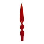 Candela tortiglione laccata Denise Ceralacca color rosso, alta 28 cm, fotografia su fondo bianco
