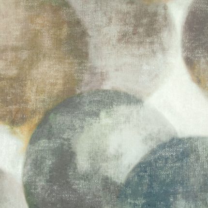 Campione di carta da parati Lune nella colorazione Oxide (W931/01) di Black Edition: grandi sfere sovrapposte e trasparenti.