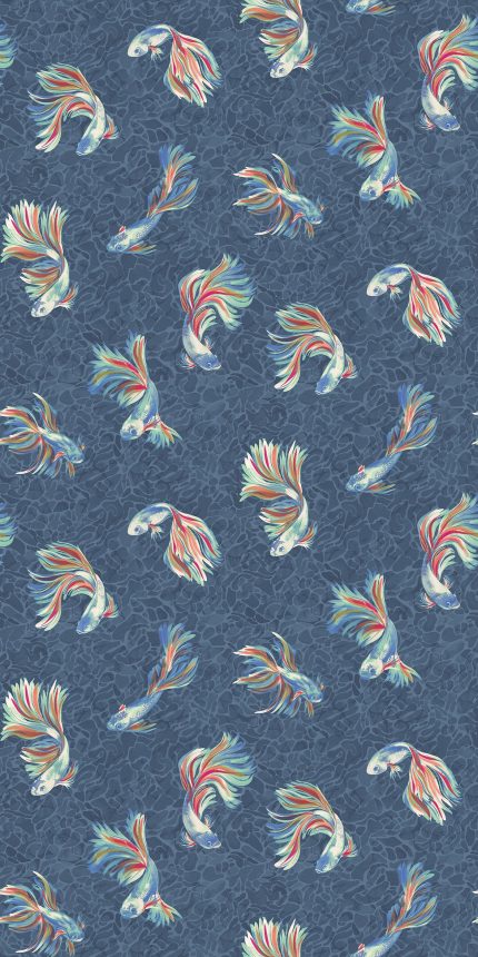 Carta da parati Aquaria di Osborne & Little, collezione Belvedere, colorazione Indigo / Coral (W8123-04): campione