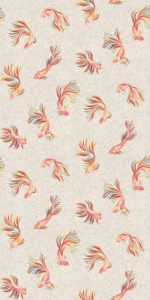 Carta da parati Aquaria di Osborne & Little, collezione Belvedere, colorazione Linen / Mandarin (W8123-02): campione