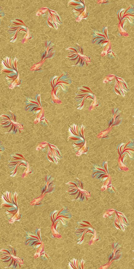 Carta da parati Aquaria di Osborne & Little, collezione Belvedere, colorazione Metallic Gold (W8123-01): campione