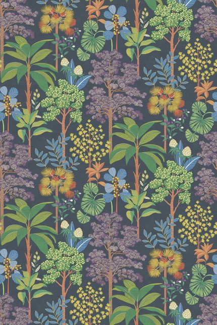 Carta da parati Arboreta di Osborne & Little, collezione Belvedere, colorazione Midnight / Multi (W8125-01): campione