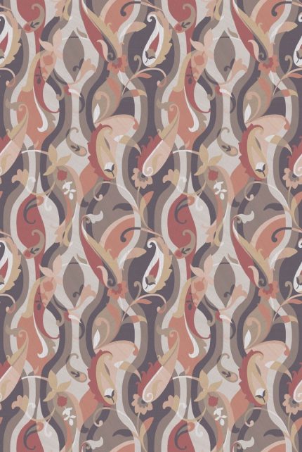 Carta da parati Castillo di Osborne & Little, collezione Belvedere, colorazione Charcoal / Terracotta (W8127-03): campione