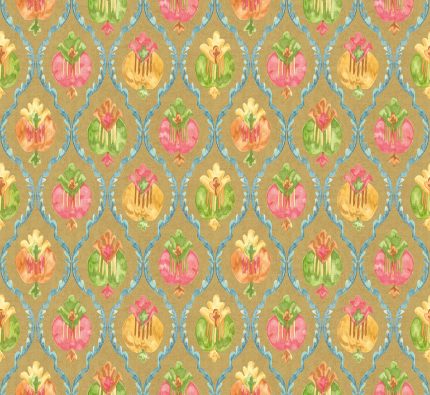 Carta da parati Mysore di Osborne & Little, collezione Belvedere, colorazione Metallic Gold (W8121-02): campione