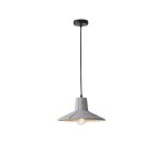 Lampada a sospensione Arme in cemento grigio a cupola larga, diametro 32 cm, su fondo bianco