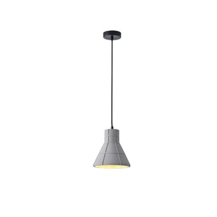 Lampada a sospensione Arme in cemento grigio sfaccettato, diametro 20 cm, su fondo bianco