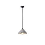 Lampada a sospensione Platre in cemento grigio plissettato, diametro 25 cm, su fondo bianco