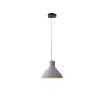 Lampada a sospensione Yeso in cemento grigio a cono, diametro 24 cm, su fondo bianco