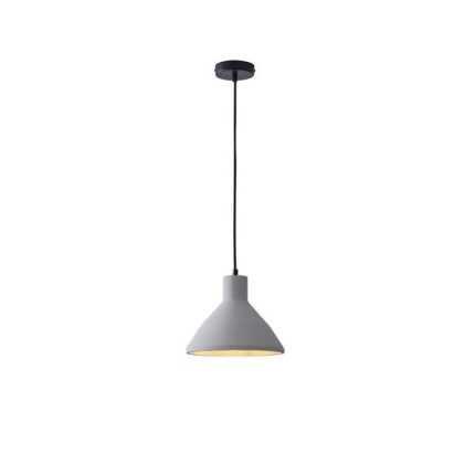 Lampada a sospensione Yeso in cemento grigio a cono, diametro 24 cm, su fondo bianco