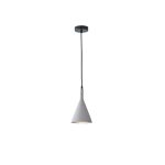 Lampada a sospensione Yeso in cemento grigio a cono stretto, diametro 15 cm, su fondo bianco