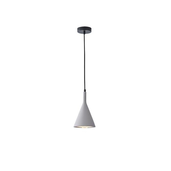 Lampada a sospensione Yeso in cemento grigio a cono stretto Lampada a sospensione Yeso in cemento grigio a cono stretto, diametro 15 cm, su fondo bianco