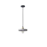Lampada a sospensione Yeso in cemento grigio a disco, diametro 21 cm, vista intera con cavo e rosone