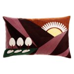 Cuscino ricamato Eol in cotone bordeaux e grigio minerale - immagine 4