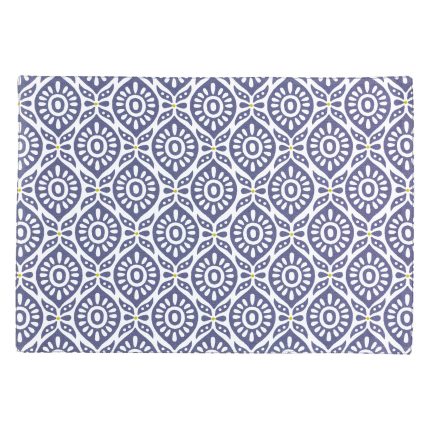 Tovaglietta americana Citrus Cobalt con motivo geometrico blu cobalto su fondo bianco, 33 × 48 cm