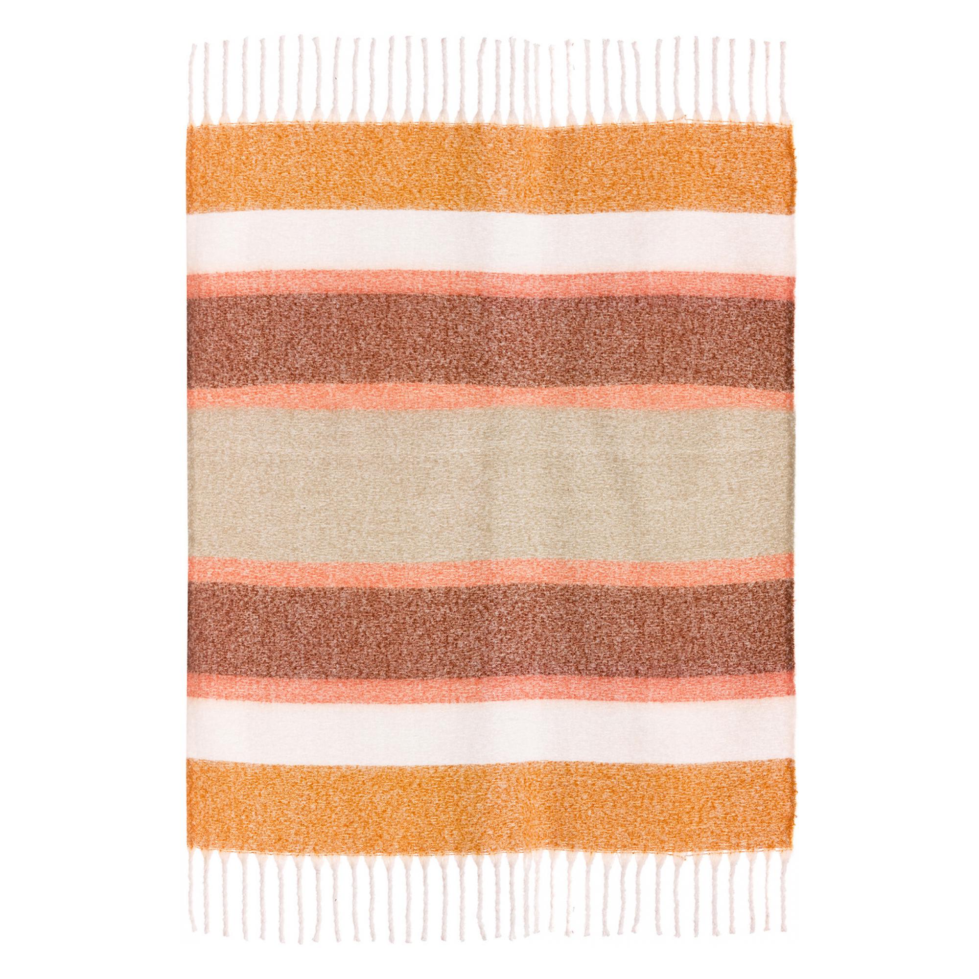 Plaid a righe Isabel in poliestere riciclato rame e grigio ciottolo - immagine 2