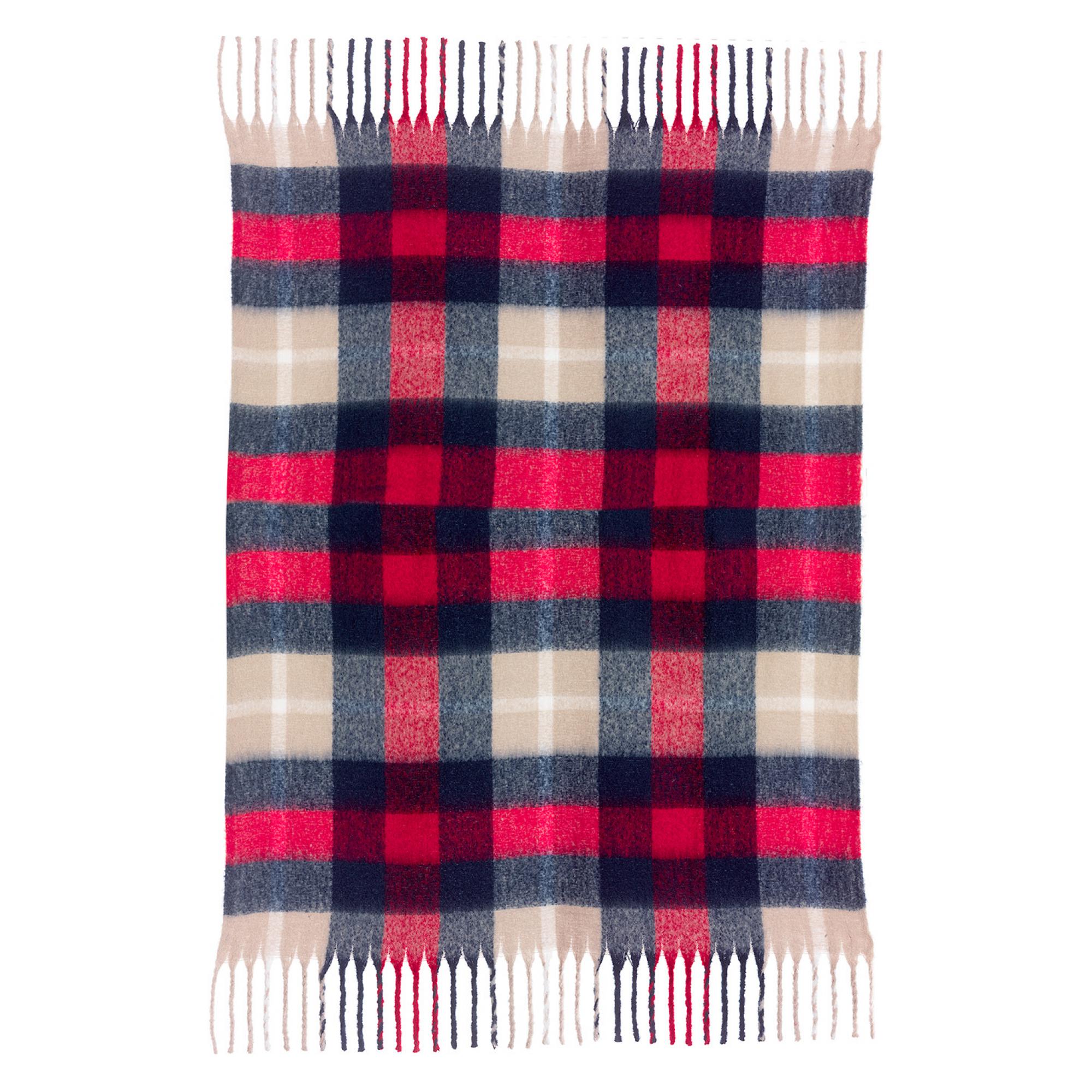Plaid tartan Isabel in poliestere riciclato caramello e blu marine - immagine 5
