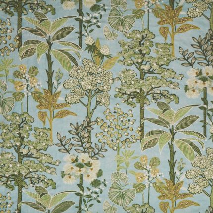 Tessuto Arboreta di Osborne & Little, collezione Belvedere, colorazione Sky / Leaf (F8087-01): campione