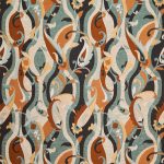 Tessuto Castillo di Osborne & Little, collezione Belvedere, colorazione Aqua / Sienna (F8085-03): campione