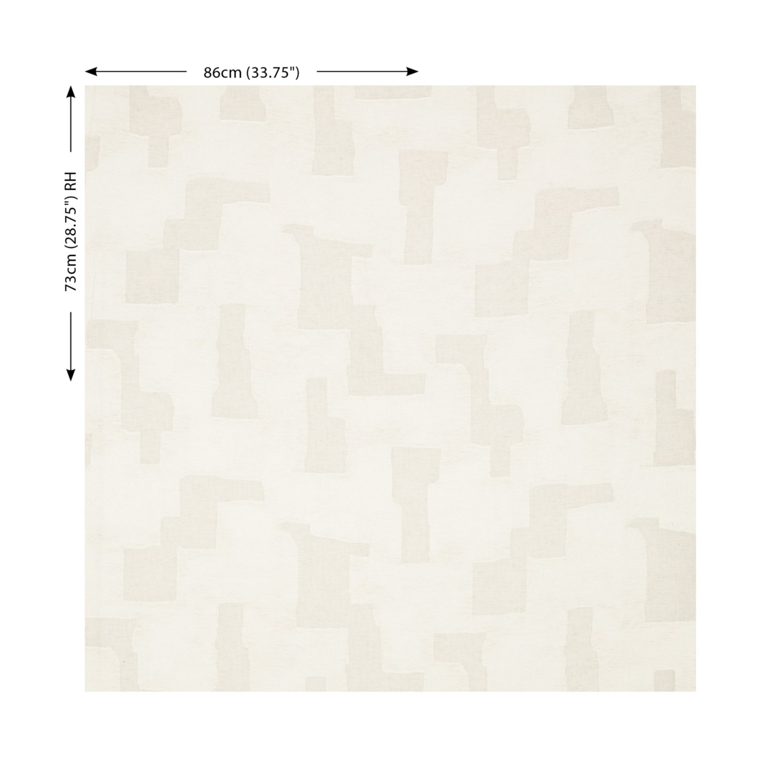 Rapporto di disegno del velo Idris di Villa Nova nella colorazione Chalk: 86 cm in larghezza e 73 cm in altezza, a tenda montata.