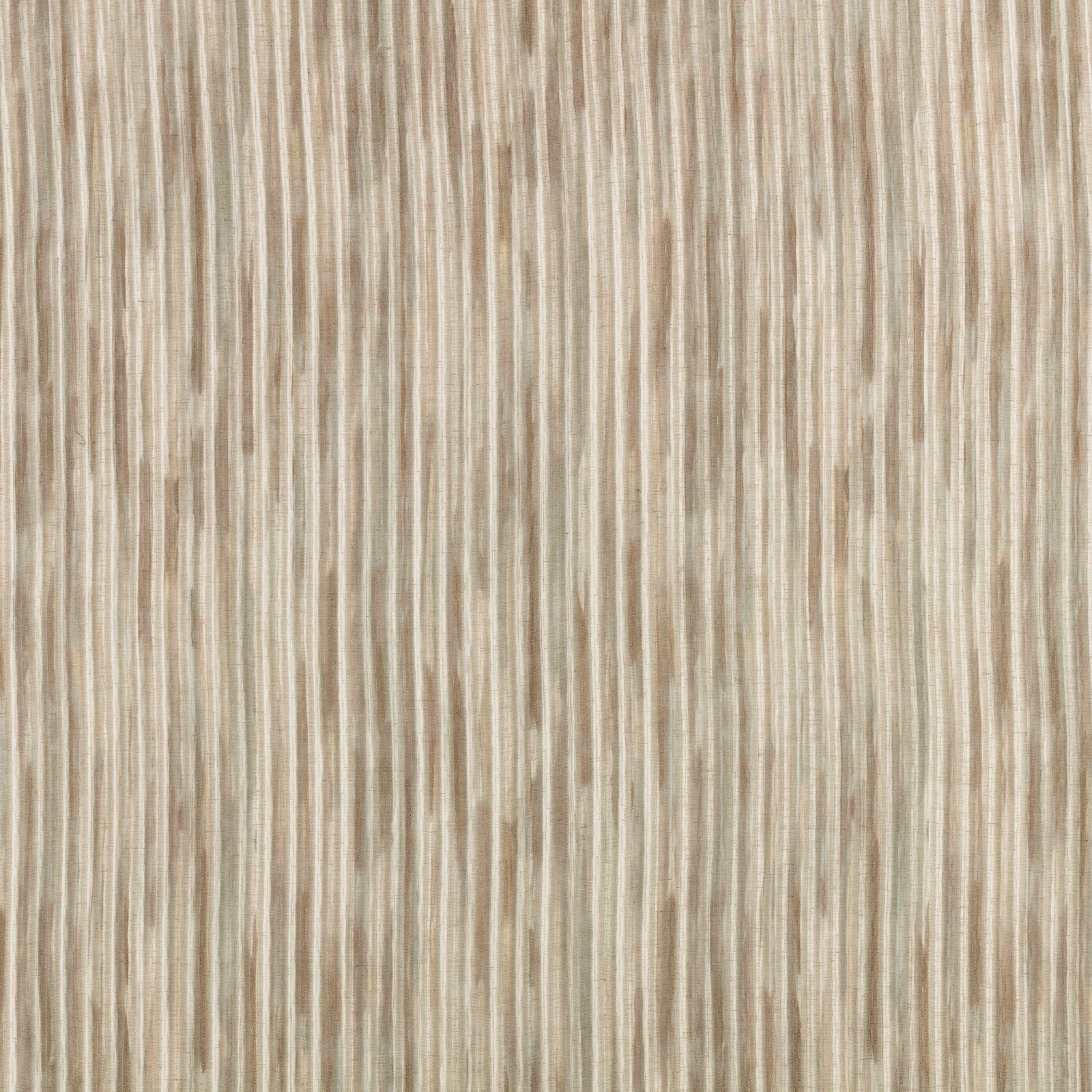 Campione del velo per tende Rafi della collezione Zaria di Villa Nova nella colorazione Mineral: righe verticali sabbia, tortora e grigio pietra su fondo écru, altezza utile 302 cm.