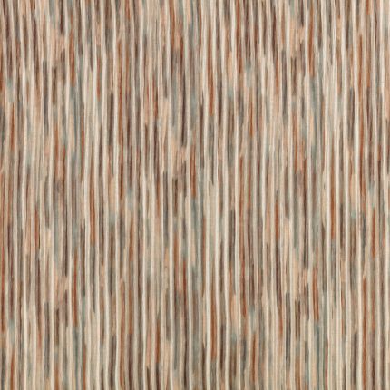 Campione del velo per tende Rafi della collezione Zaria di Villa Nova nella colorazione Sienna: righe verticali terra di Siena, tabacco e grigio salvia su fondo écru, altezza utile 302 cm.