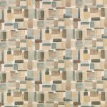 Campione del tessuto stampato in cotone e lino Nira della collezione Zaria di Villa Nova nella colorazione Mineral: blocchi ad acquerello sabbia, tortora, grigio e salvia su fondo écru.